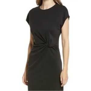 HALOGEN Black twist‎ front sheath dress size M.